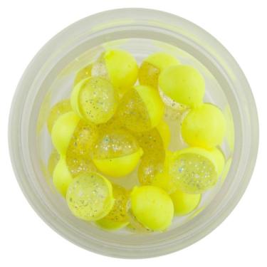 Imagem de Berkley Isca de pesca flutuante PowerBait Power Clear Eggs, prata clara, amarelo, aroma e sabor irresistíveis, apresentação natural, ideal para truta, cabeça de aço, salmão e mais