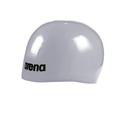 Imagem de Arena Touca de natação unissex moldada Pro II EUA para adultos confortável ajuste apertado piscina treinamento e corrida acessório de natação, prata, tamanho único