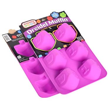 Imagem de The Kosher Cook Moldes de silicone em forma de Dreidel para assar, congelar, doces, cubos de gelo, chocolate e muito mais, seguros para forno e freezer, pequenos moldes de silicone para chanucá