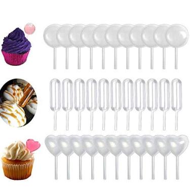 Imagem de Pipetas de plástico 150 peças de 4 ml de coração redondo retangular, pipetas de transferência de plástico adequadas para chocolate, cupcakes, morangos