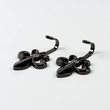 Imagem de Simples chapeamento de liga de zinco para cortina de foguete gancho de parede gancho de parede acessórios de cortina, preto, 4 peças