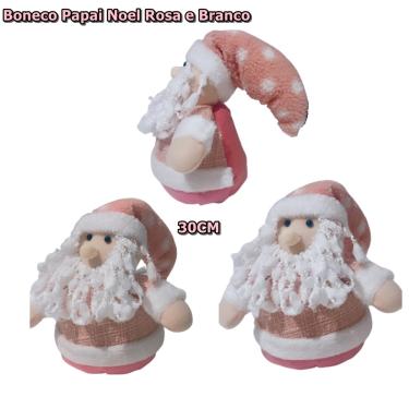 Jogo Papai Noel e Boneco de Neve Pelúcia Rosa Sentado Saco Presente 20cm -  Master Christmas - Boneco Papai Noel - Magazine Luiza