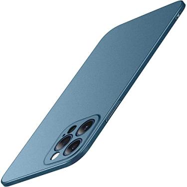 Imagem de GANYUU Capa para iPhone 12 Pro Max 6,7 polegadas, capa de telefone à prova de choque de PC rígido antiarranhões anti-impressão digital capa protetora de corpo inteiro para iPhone 12 Pro Max (cor: azul)