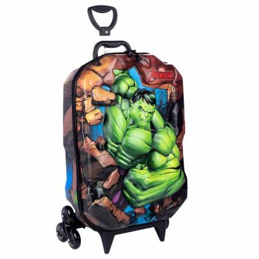 Imagem de Mochila 3D de Rodinhas Infantil - Marvel Avengers - Hulk - Maxtoy