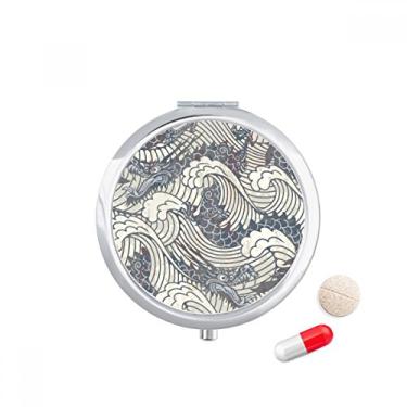 Imagem de China Blue Dragon Wave Line Painting Repeat Pill Case Pocket Medicine Storage Box Container Dispenser