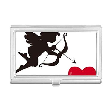 Imagem de Porta-cartões de visita com estampa de coração vermelho anjo do Cupido