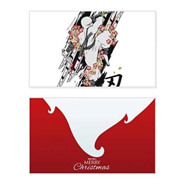 Imagem de Japan Culture Ninja Samurai Espada Feriado Feliz Natal Cartão de Parabéns Mensagem de Natal