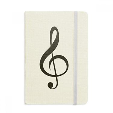 Imagem de Caderno branco com capa dura em tecido preto musical agudo Clef