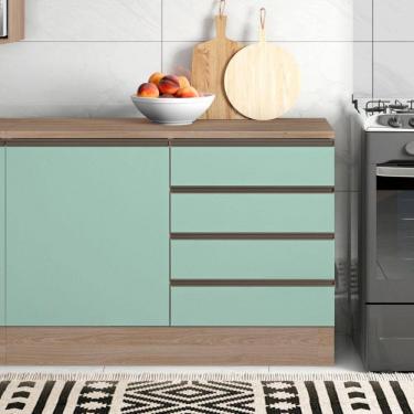 Imagem de Balcão 1 Porta 4 Gavetas com Tampo Etina Carvalho Oak/Menta