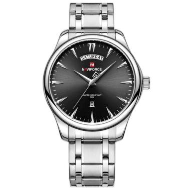 Imagem de Relógio Masculino De Luxo Em Aço Inoxidável Quartzo Preto Prata