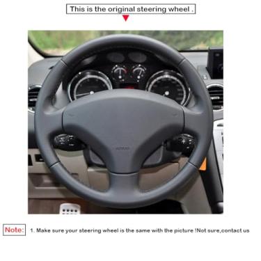Imagem de Capa de volante, para Peugeot 3008 2011-2015, personalize couro costurado à mão DIY