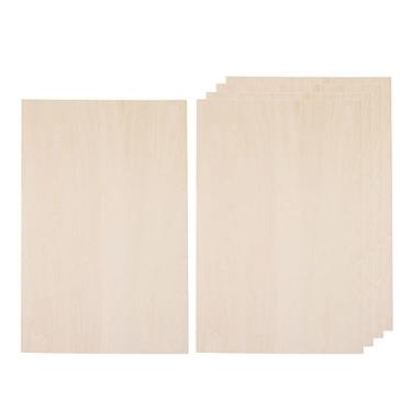 Imagem de Vaveren 5x Madeira Inacabada, Folhas de Basswood Placa de Contraplacado Fino Folhas de Basswood para Artesanato, Construção de Modelos Arquitetônicos de Mini, 300x200x2mm