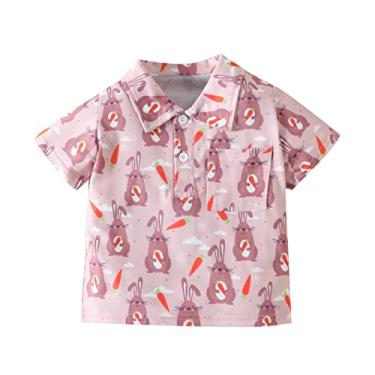 Imagem de Camiseta infantil para meninos e meninas, manga curta, estampa de coelho, estampa de coelho, camiseta com bolso, presentes para bebês meninas, Vermelho, 2-3 Anos