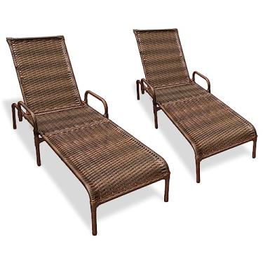 Imagem de Kit 2 Espreguiçadeiras Área Externa, Catar Fibra Sintética (Argila)