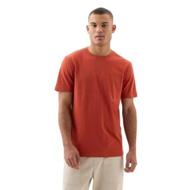 Imagem de GAP Camiseta masculina de gola redonda macia para o dia a dia, Ocre vermelho, M