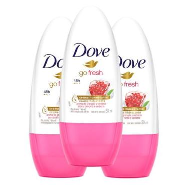 Imagem de Kit 3 Desodorante Dove Go Fresh Romã E Verbena Roll-On Antitranspirant