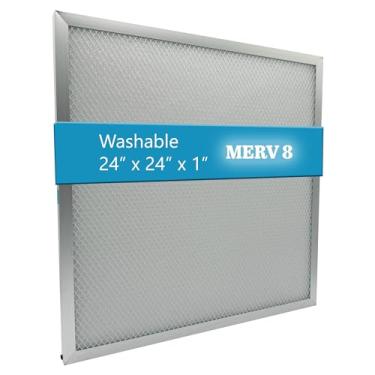 Imagem de Filtro de ar de forno eletrostático lavável, MERV 8, (61 cm x 61 cm x 2,5 cm) Filtro reutilizável de alumínio para forno, AC central e sistema HVAC