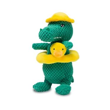 Imagem de Edlike Brinquedo de dinossauro Squeaky – Multifuncional 2 em 1 divertido bicho de pelúcia Frisbee brinquedo interativo para cães mastigadores filhotes pequenos grandes e grandes raças