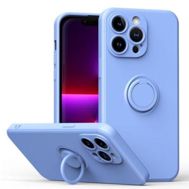 Imagem de Capa de anel magnético de silicone original para iPhone15 11 12 13 14 Pro XS Max XR XS X 6 6S 8 7 Plus Capa de dedo com suporte macio, azul celeste, para iPhone 13 ProMax