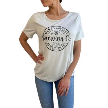 Imagem de Camiseta feminina para gestantes cores confortáveis para amamentação e amamentação camiseta Mama's Boobery Always On Tap Tops, Branco 1, GG