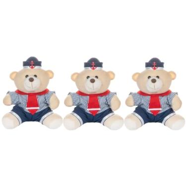 Imagem de Trio De Ursos 18cm Para Nicho Decoração Menino Marinheiro Listrado Bebê Baby Decoração Quarto Festa Pelúcia Presente