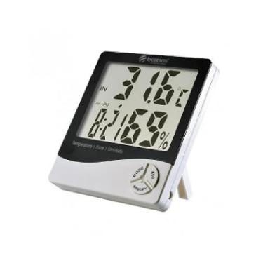 Imagem de TERMO HIGROMETRO DIGITAL COM MAXIMA E MINIMA MEDIDOR DE TEMPERATURA E UMIDADE COM RELOGIO E ALARME INCOTERM
