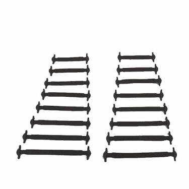 Imagem de 16 Cadarço Silicone Elástico Tênis Adulto Infantil Sem Laço (Preto)