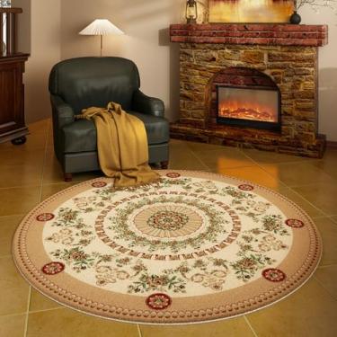 Imagem de Tapete redondo retrô, tapete antiderrapante de grande área para sala de estar, decoração de quarto, fofo, macio, antiderrapante, h, 300x300cm