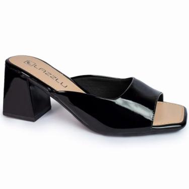 Imagem de Sandália Tamanco Salto Bloco Grosso Feminino Bico Quadrado (Preto, BR, Adulto, Numérico, 38)