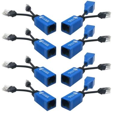 Imagem de SGUESIKR 4 pares de divisores Ethernet PoE, kits de compartilhamento de cabos RJ45, combinador Cat5 2 em 1, extensor Ethernet para 8 câmeras IP de segurança, sistema de vigilância NVR
