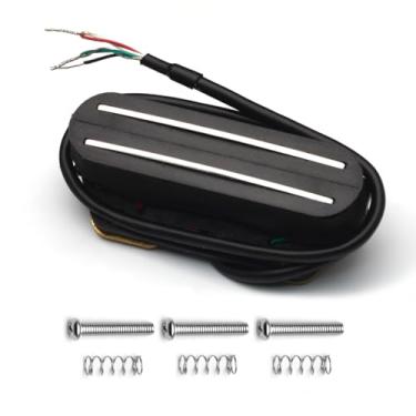 Imagem de SAPHUE Captador de ponte magnética bobina dupla de trilho duplo Humbucker para guitarra elétrica Telecaster preto com prata