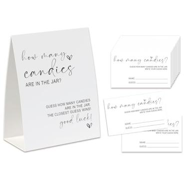 Imagem de Jogo minimalista de adivinhar quantos doces (1 placa de pé + 50 cartas de adivinhação), jogo de adivinhação de doces, jogo de chá de bebê, jogo minimalista de chá de panela, ideias de chá de bebê -