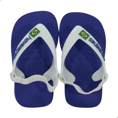 Imagem de Chinelo Bebe Havaianas Baby Brasil Logo Azul e Branco