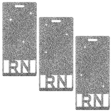 Imagem de Crachá de enfermeira RN com glitter para amigo, suporte vertical para crachá de enfermeira registrado, acessórios para crachá RN para mulheres, colegas de trabalho, empregados, estudantes de enfermagem (prata)