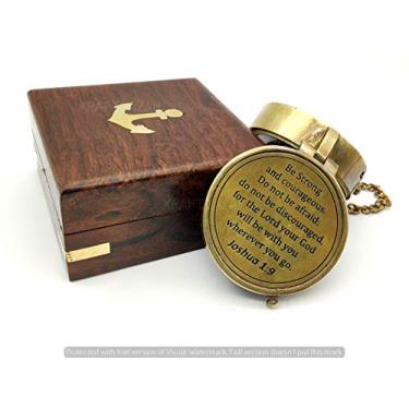 Imagem de KRAFTBAZAR Bússola gravada com caixa de madeira Josué 1 9 presentes gravados, ideias de presente de confirmação, presentes de batismo, presentes de missionário, presentes de aniversário.