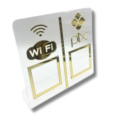 Imagem de Expositor DUPLO WI-FI - PIX - Cristal com Dourado - Lm Balcoes