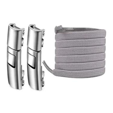 Imagem de Press Lock Shoelaces Without Ties Elastic Laces Sneaker Widened Flat No Tie Shoe Laces Kids Adult Shoelace For Shoes(Light grey)