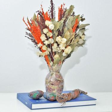Imagem de Arranjo de flores desidratadas cores vibrantes + vaso de vidro - Beaut