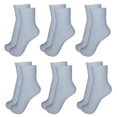 Imagem de Kit C/6 Pares Meias Lisa Cano Longo Algodão Adulto Masculina Unissex E