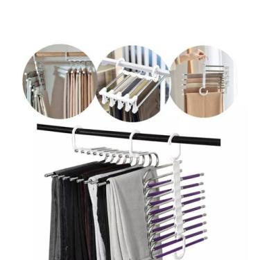 Imagem de Cabide Retrátil Inox com 5 Divisórias - Para Calças e Saias - Monac