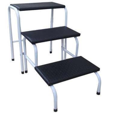 Imagem de Escada Escadinha 3 Degraus Maca e Depilação Estética Branca Dobrável M