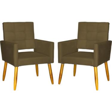 Imagem de Kit 2 Poltronas Decorativas Para Sala Isa Cadeiras Reforçadas Para Recepção Manicure Sala De Espera Escritório Consultório Pé Castanho - Clique & Decore (Marrom)