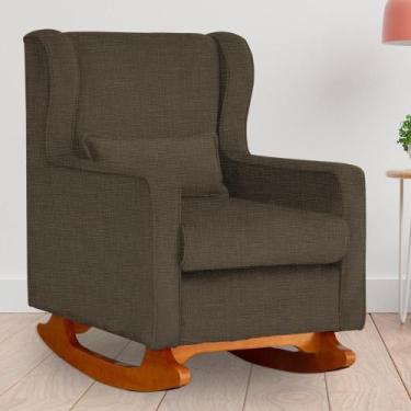 Imagem de Poltrona Amamentação Balanço Aurora Linho Marrom - LM DECOR