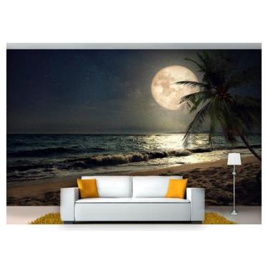 Imagem de Papel De Parede Lua Cheia Noite Praia 3D Lua34 - Você Decora, 3d