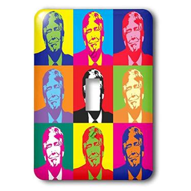 Imagem de 3dRose Imagem de colagem de nove rostos de Trump em cores abstratas - interruptor de botão único (lsp_316004_1), varia