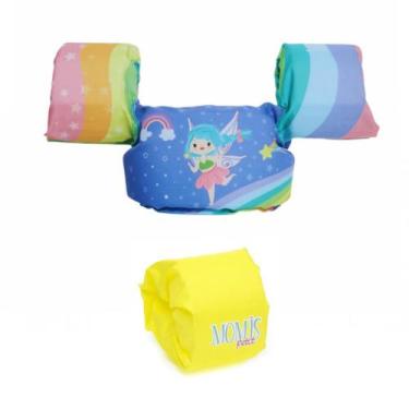 Imagem de Kit Boia Colete Salva Vidas Fada + Boia Auxiliar Amarela - Momis Petit
