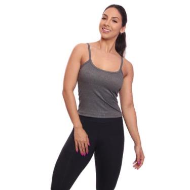 Imagem de Regata de Alcinha Canelada Feminina Lisa Blusa Blusinha Básica Treino 