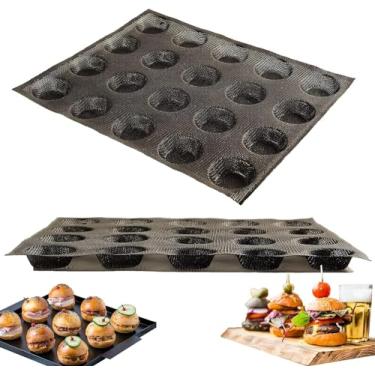 Imagem de Masteymoh Mini molde de hambúrguer de silicone, molde de pão de 20 cavidades com furos para pães sem glúten
