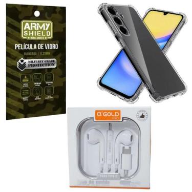 Imagem de Capa Capinha Transparente Para Galaxy A16 + Fone Tipo C + Pelicula de 