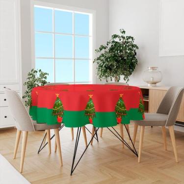 Imagem de Toalha De Mesa Redonda Tecido Oxford Árvore De Natal TL03 -140x140cm -
